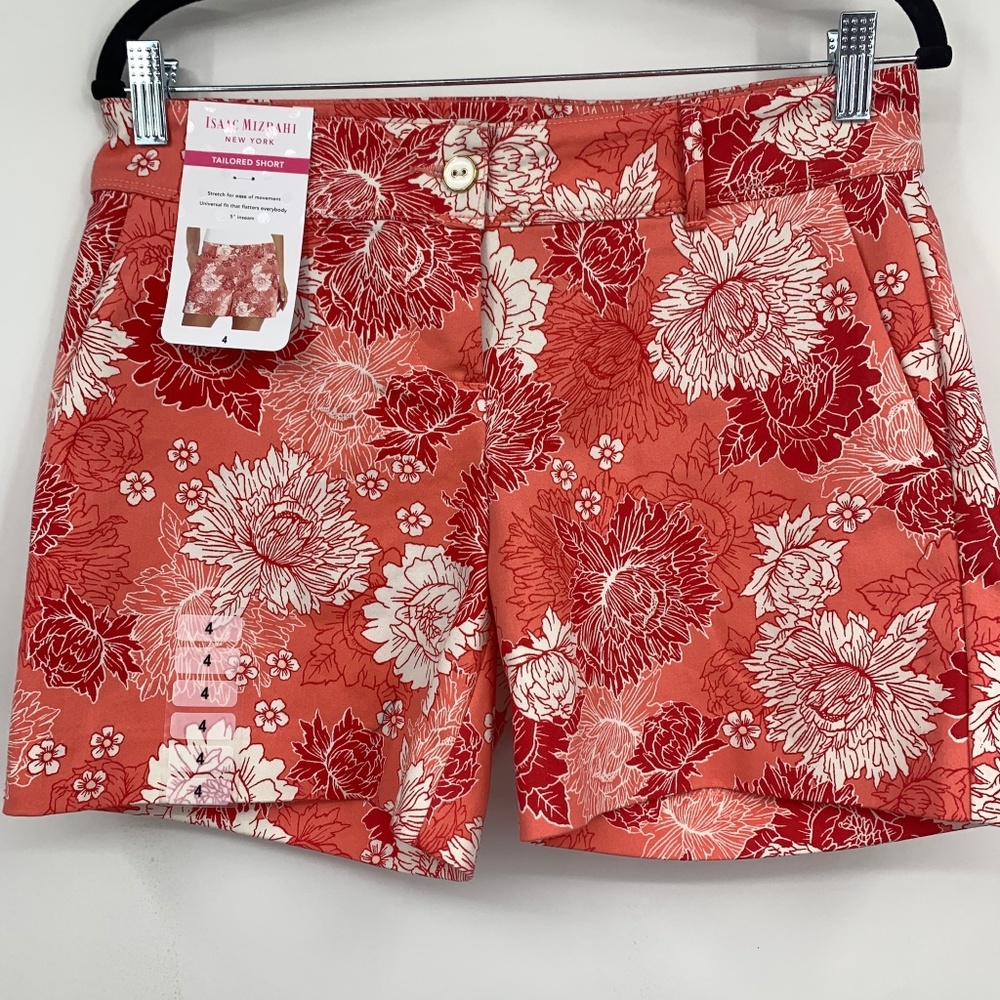 Isaac Mizrahi womens 4 shorts tailored stretch floral peony preppy NEWโ
